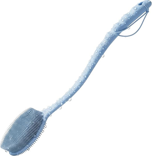 Long Handle Back Scrubber for Shower - 19 inch Extended Reach Silicone Body Brush - Avilana Bath Scrubber Extended Reach Tool - Easy Grip Body Wash Brush Gift