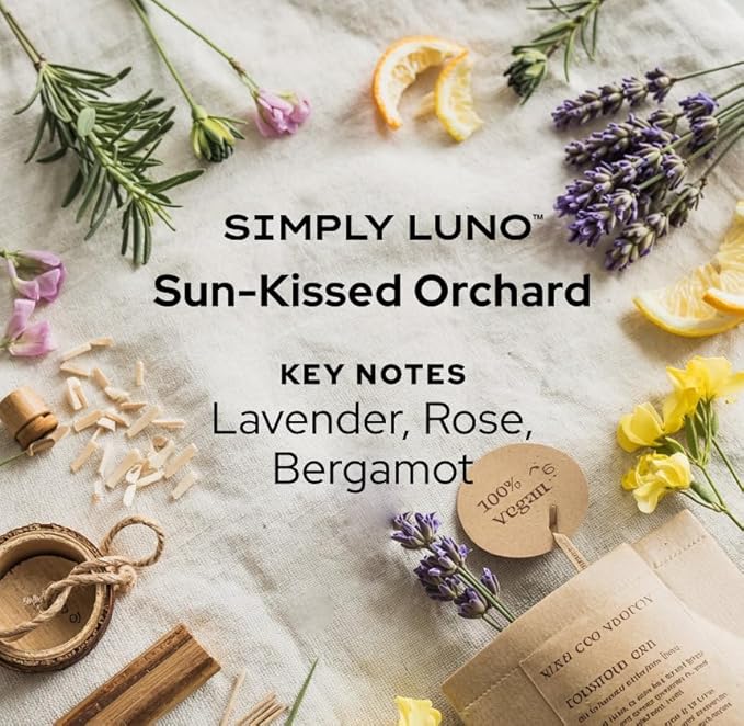 Sun-Kissed Orchard – Lavender & Rose Scented Candle Large 14oz Soy Wax– Eco Friendly & Long Lasting – 50+ Hour Burn – Reusable Jar & Bamboo Lid – Luxury Gift Box for Women