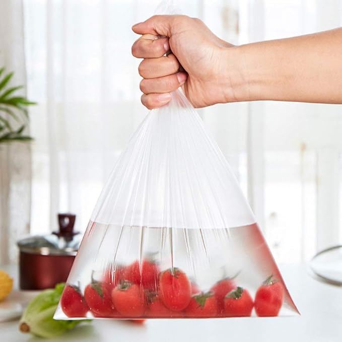 BESTEASY 16" X 20" Food Storage Roll Bags, Clear Plastic Produce Bags on a Roll, Durable Plastic Bags for Bread Fruits Vegetable 350 Bags/Roll (5 Rolls)