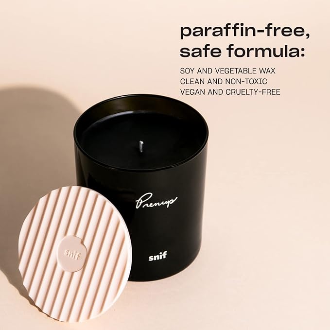 Prenup Luxury Scented Candle by Snif, Musky and Smooth Scent, 50+ Hours, 100% Cotton Fiber Wicks, Soy Wax Blend, Non-Toxic, Vegan, 8.5 oz