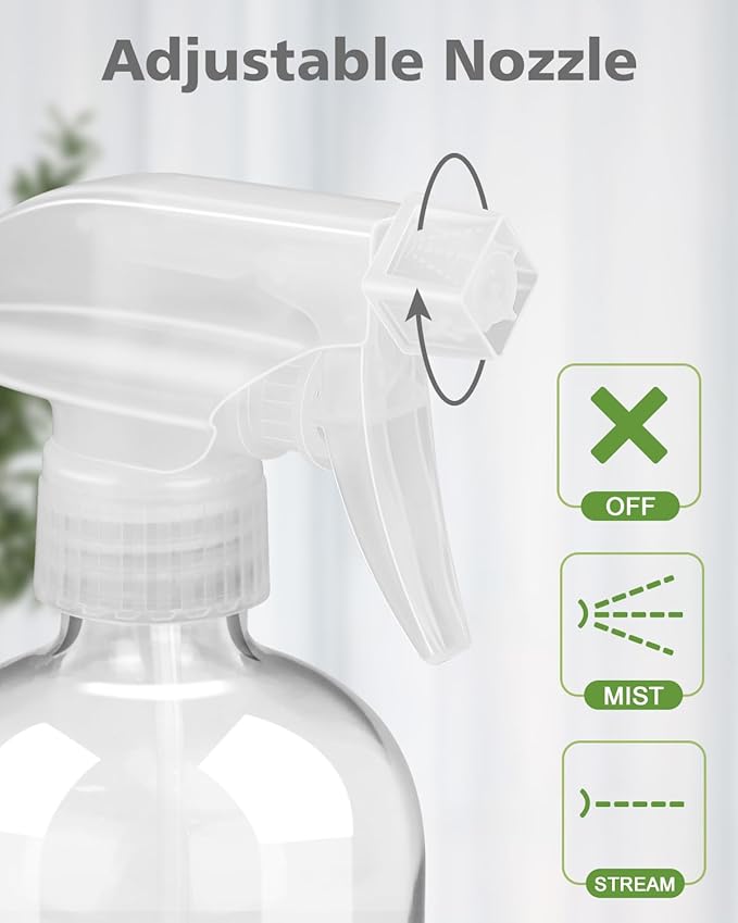 Glass Spray Bottles with Silicone Sleeve Protection, Empty 16OZ Reusable Spray Bottles, Refillable Containers with Spray Nozzles for Cleaning Solutions, Plants and Essential Oils 1 Pack White