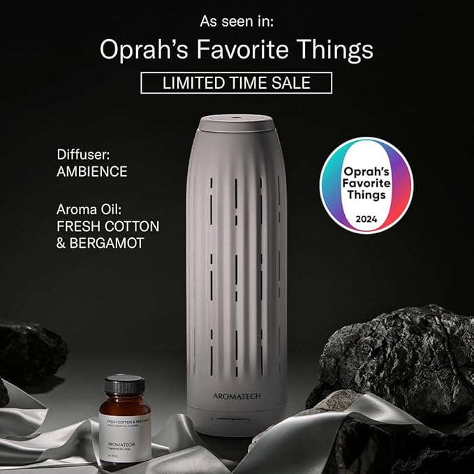 AromaTech Ambience Scent Diffuser for Essential Oil Blends & Fragrances – Waterless Scent Machine w/Bluetooth for Home, Bathroom Boutiques, Hotel, Spa – Charcoal Acrylic