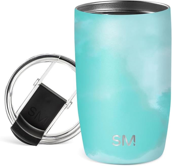 Simple Modern Voyager Travel Coffee Mug Tumbler with Flip Lid | Insulated Stainless Steel Cold Brew Iced Coffee Cup | Gifts for Women Men Him Her | 12oz | Ocean Tide