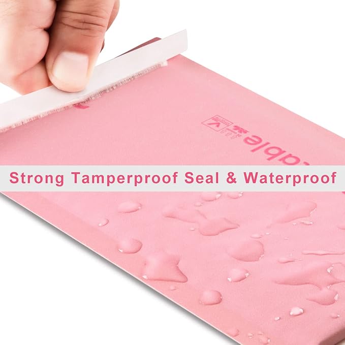 4x8 100% Biodegradable Bubble Mailers,25 Count Pink #000 Compostable Padded Packaging Wrap Envelopes Pouches Eco Friendly Self Seal Bags