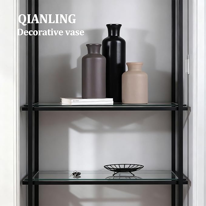 Ceramic Vase Set of 3 - Modern Neutral Vases for Home Decor Rustic Farmhouse Decor Pampas Vase for Table Mantel Entryway Shelf Living Room Kitchen Bathroom