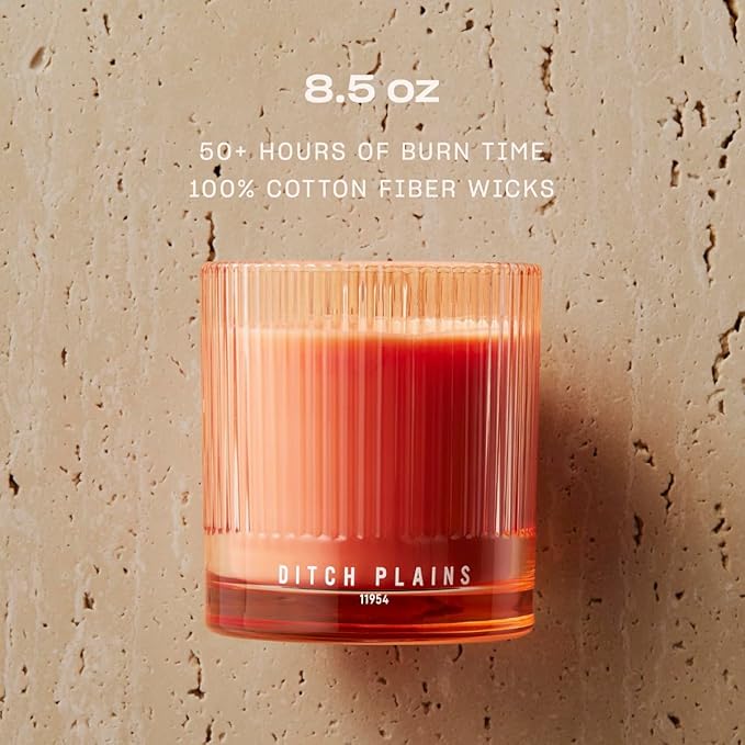 Ditch Plains Scented Candle by Snif, Neroli and Cedarwood, 50+ Hours, 100% Cotton Fiber Wicks, Soy Wax Blend, Non-Toxic, Vegan, 8.5 oz