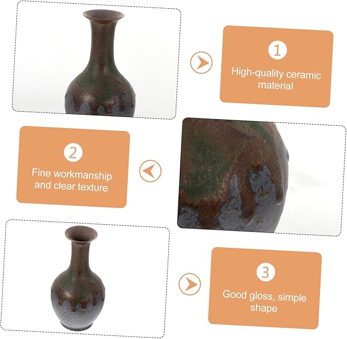 Retro Ceramic Flower Vase for Desktop Floral Arrangements Delicate Stoneware Vase Home Decor with Simple Elegant Design for Fresh Dried Flowers Artistic Accent for Living Office