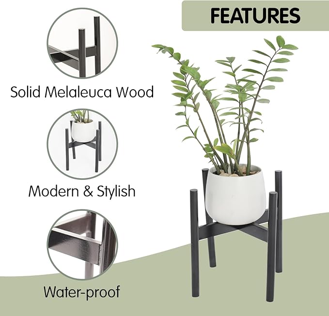 Wood 11.9" x 12.5" Plant Stand Indoor Outdoor, Wooden Single Floor Plant Pot Holder, Natural Plant Stand, Assembly Required (Excluding Potted Plants)