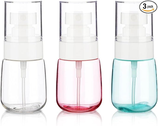 3pack Small Spray Bottle, 1oz Mini Spray Bottles, Empty Travel Spray Bottle, Fine Mist Plastic Spray Bottles (Clear+Green+Pink)
