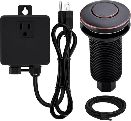 Garbage Disposal SinkTop Air Switch Kit with Long Button,Brass Made Cover,Oil Rubbed Bronze