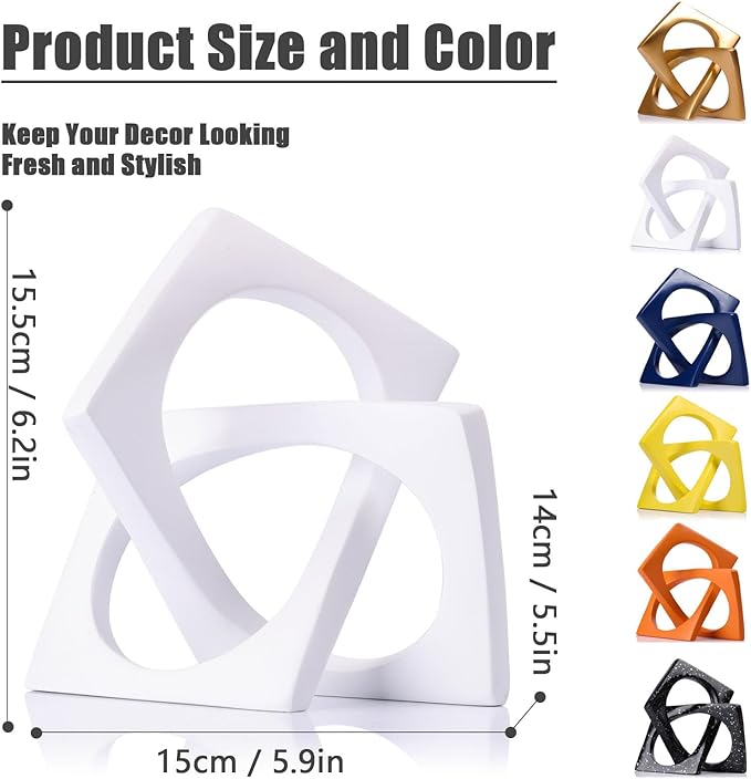 XMGZQ White Knot Statue for Coffee Table Centerpiece Decor,Modern Abstract Art Geometric Sculpture and Figurines, Home Decor Accent,Cube Knick Knacks for Shelves,Bookshelf,Entryway,Floating