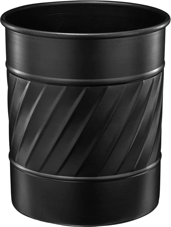 Monarch Abode Handcrafted Wave Embossed Kitchen Utensil Holder for Kitchen Counter, Spatula, and Large or Small Spoon Holder, Decorative Cooking Utensil Crock Organizer for Countertop, Matte Black