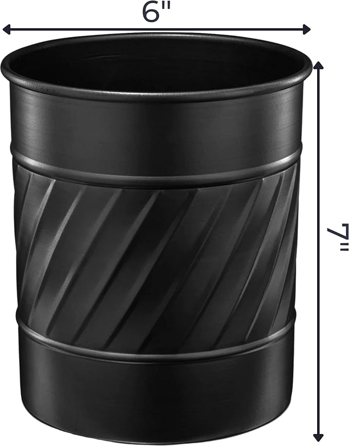 Monarch Abode Handcrafted Wave Embossed Kitchen Utensil Holder for Kitchen Counter, Spatula, and Large or Small Spoon Holder, Decorative Cooking Utensil Crock Organizer for Countertop, Matte Black