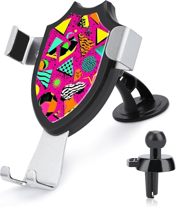 Portable Car Mount Cell Phone Holders for Your Car Accessories for Women Men Geometric Checkered Zebra Tiger Leopard Print Hot Pink Vintage Retro 80s 90s