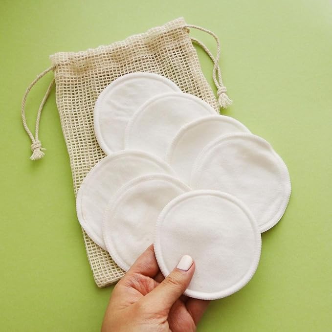 Mei Apothecary Soft Reusable Makeup Remover Pads Weekly Pack - 7 Pack Bamboo Cotton Rounds, Washable & Eco-Friendly, Zero Waste for All Skin Types