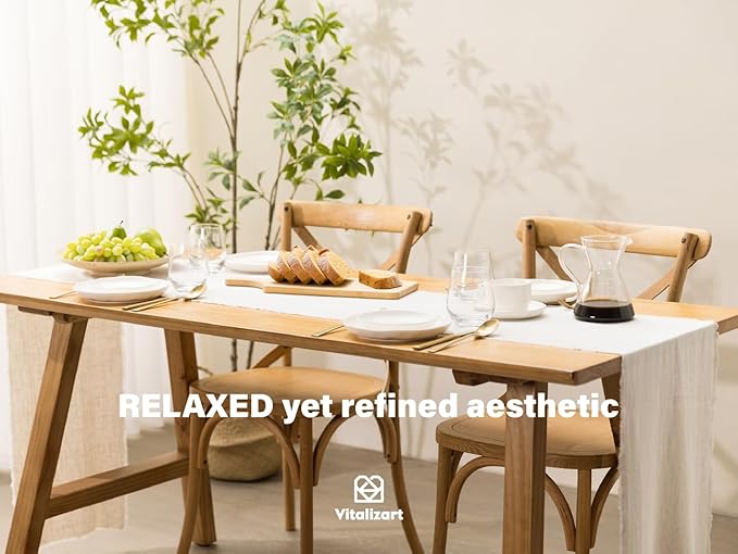 Vitalizart Beige Table Runner 14 x 120 Inches Long Slub Texture Cotton Linen Table Runner for Rustic Home Decorations Dining Room Wedding Decor Reception Bridal Shower Thanksgiving Christmas