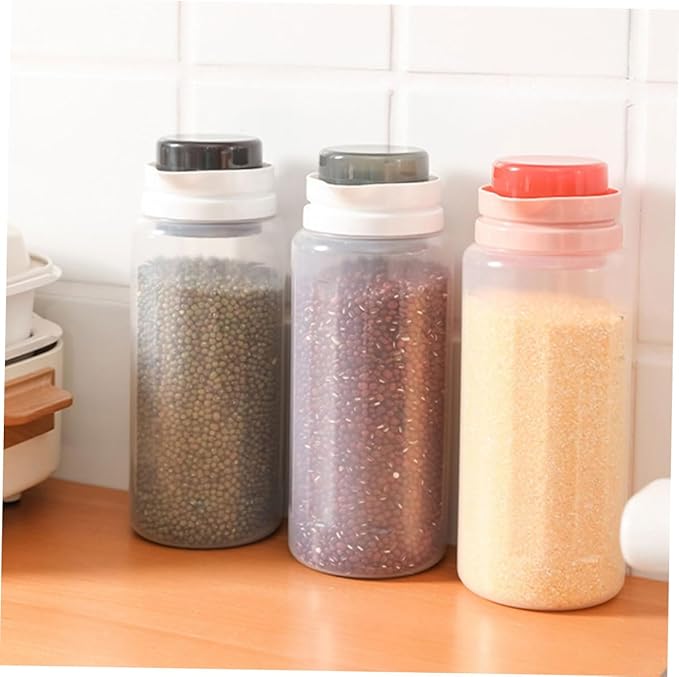 2Pcs Airtight Food Storage Containers with Threaded Seal Transparent Pantry Organizers for Sugar Rice Cereal Snacks Kitchen Canisters for Freshness and Space Saving