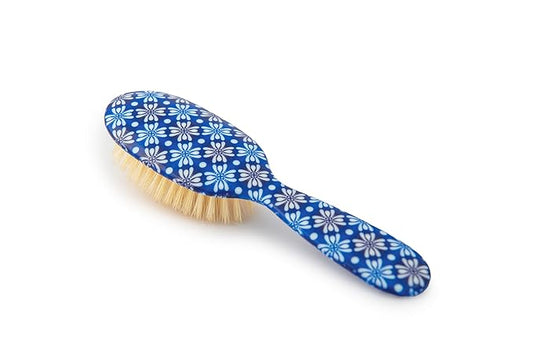 Rock & Ruddle Soft White Natural Boar Bristle Hairbrush for Babies and Young Children | Perfect for Fine Hair Detangling and Smoothing - Tile Blue