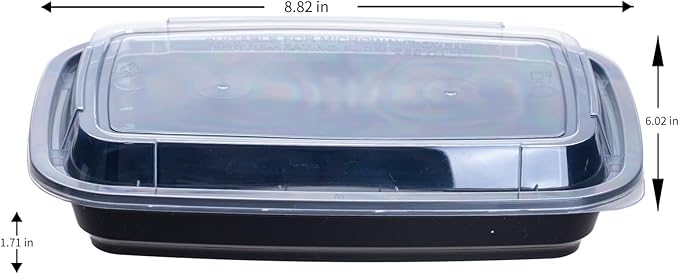 50 Pack (100-Piece) 32 oz Meal Prep Containers Reusable with Lids, Sturdy Leakproof & Food Safe, Microwave, Freezer, Dishwasher Safe Prep Containers, To Go Take Out Plastic Food Storage