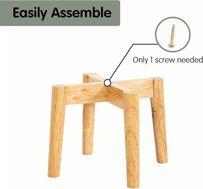 Wood 7.5" x 9.8" Plant Stand Indoor Outdoor, Wooden Single Floor Plant Pot Holder, Natural Plant Stand, Assembly Required (Excluding Potted Plants)