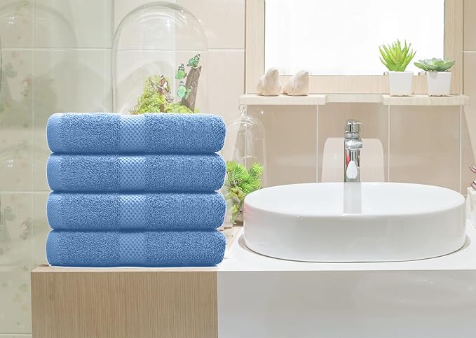 DAN RIVER 6-Pack Premium Hand Towels (16x28 Inches) - 100% Cotton, Ultra Soft, Lightweight, Highly Absorbent Towels for Bathroom, Spa, Gym, Salon, Hotel, and Travel - 550 GSM – M-Blue