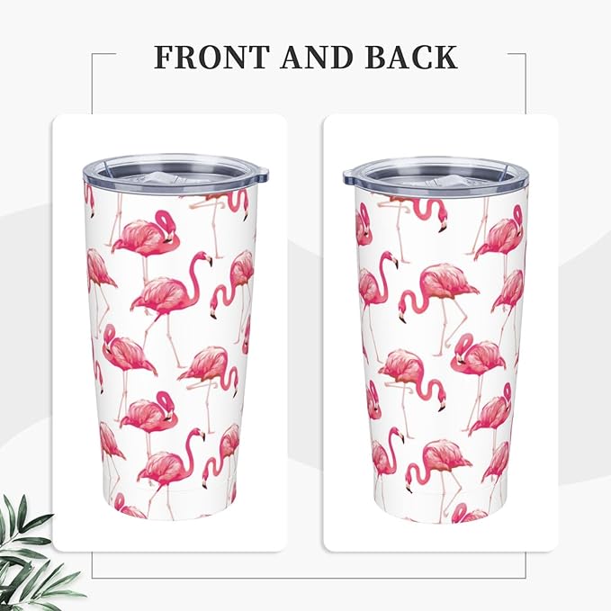 Pink Flamingo Tumbler,Flamingo 20oz Stainless Steel Insulated Travel Tumblers,Travel Coffee Mug with Lid and Straw Water Bottle Drink Tumbler Cups Gifts for Women Men Lovers