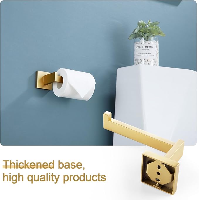 KOKOSIRI Gold Toilet Paper Holder Toilet Roll Holder for Bathroom Kitchen Washroom T-304 Stainless Steel Wall Mounted, 2 Pack, B2003BG-P2