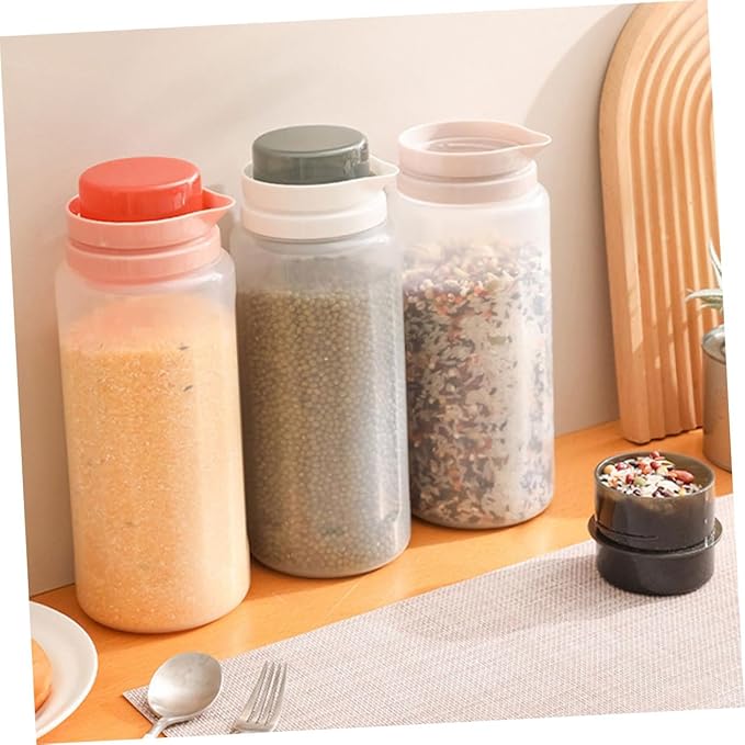 2Pcs Airtight Food Storage Containers with Threaded Seal Transparent Pantry Organizers for Sugar Rice Cereal Snacks Kitchen Canisters for Freshness and Space Saving