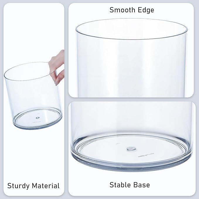 2 Pack Clear Acrylic Vase for Centerpieces 5.9x5.9 Inch Cylinder Wide Mouth Vase for Flowers, Home Decorative, Office, Wedding Party