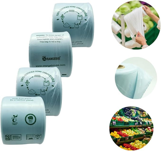 OrangeBio Certified Home Compostable Produce Bags, 1000 Count, 14 x 18 Inches, Hold Up to 14 Lbs, ASTM D6400, EN 13432, US BPI & Europe OK Compost Home Certified