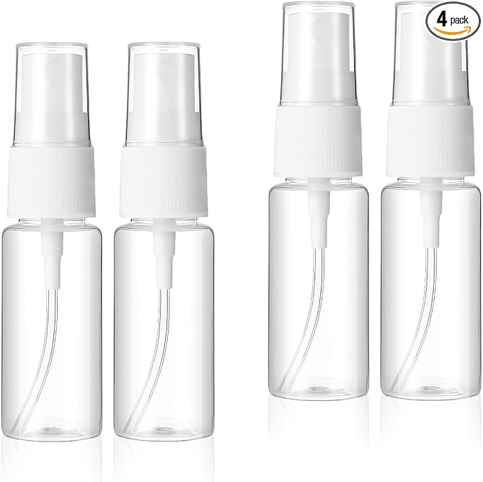 4Pcs Mini Spray Bottle, Travel Spray Bottle, Small Sprays Bottles, Clear Empty Mini Travels Plastic Bottled Fine Mist, Refillable Containers Perfume Travel Bottles for Essential Oils, Perfume
