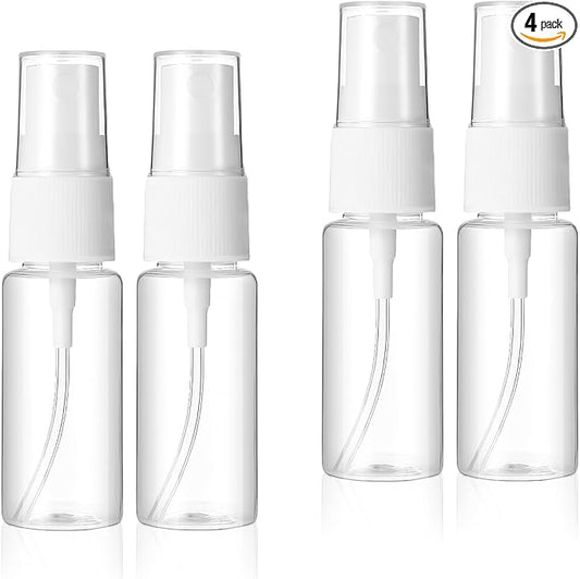 4Pcs Mini Spray Bottle, Travel Spray Bottle, Small Sprays Bottles, Clear Empty Mini Travels Plastic Bottled Fine Mist, Refillable Containers Perfume Travel Bottles for Essential Oils, Perfume