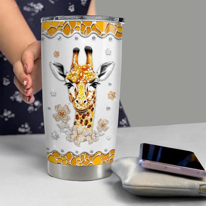 SANDJEST Giraffe Gifts for Women Girls Girrafe Tumbler 20oz Jewelry Drawings Stainless Steel Insulated Tumblers Coffee Travel Mug Cup Gift for Birthday Christmas