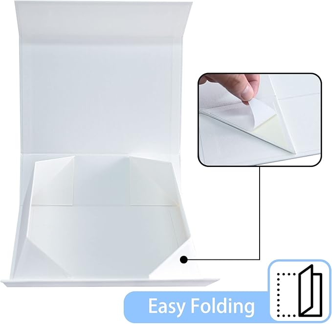 LIFELUM White Gift Box 13.85 x 8.35 x 4.45 inch Wedding Gifts Box for Bridesmaid Proposal Gifts for Gifts with Card, Ribbon, Shredded Paper Filler Shirt Boxes for Presents (1 Pcs)