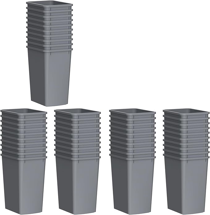 35QT Kitchen Trash Can, Garbage Waste Recycling Bin, Sturdy and Lightweight Trash Cans, Wastebasket for Kitchen, Workspace, Bathroom, Office, Easy to Clean, 50 Pack, Gray