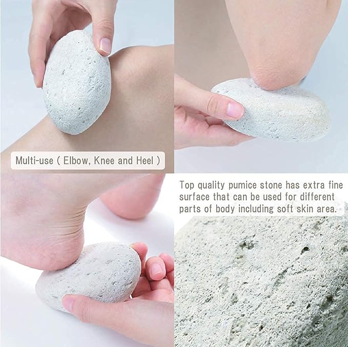 Pumice Stone, Natural [Made in Japan] Ergonomic Shape, Extra Fine Texture, Hard & Cracked Skin Callus Remover for Men, Women, Kids and Gifts. (Fine Smooth for Multi-use(Elbow, Knee and Heel)