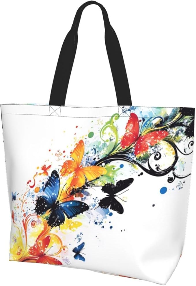 Tote Bag Shoulder Bags for Women Grocery Shopping Bag Reusable Bags Boho-Red Paisley 1