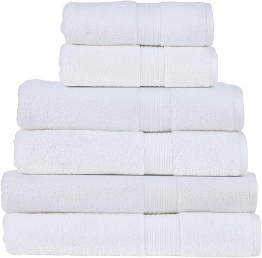 Christy Supreme Hygro Family Towel Set | White | 100% Luxury Supima Cotton | Ultra Soft | Super Absorbent | 650GSM | 2 Bath Sheets 2 Bath Towels 2 Hand Towels