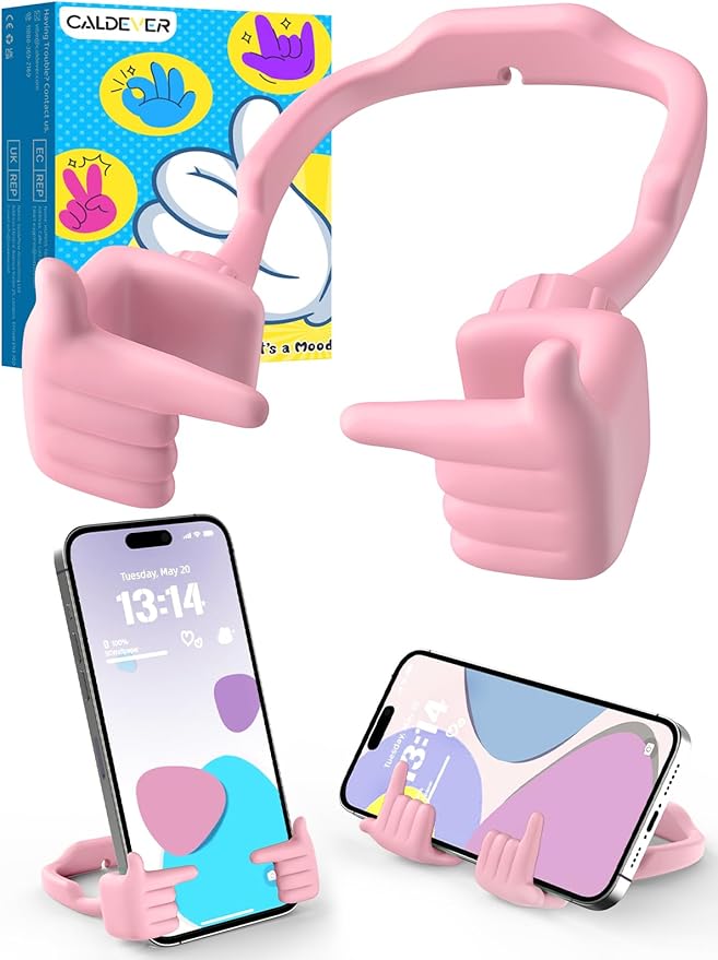 Stocking Stuffers for Teens Girls Boys Cell Phone Stand Patented Adjustable Shy Fingers Lazy Phone Holder for Desk Cool Gadgets Fun Gifts Ideas for Adults Women Gifts for Christmas (Pink)