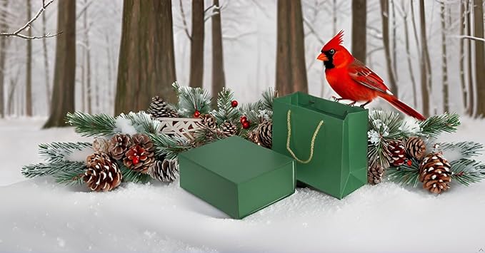 Elegant Gift Boxes with Gift Bag for Presents with Lids Magnetic Closure Rectangle Collapsible for Christmas, Valentine's Day，Birthday Gift Packging (Green)