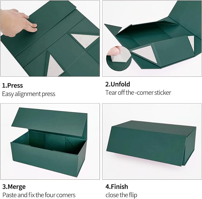 Green Gift Boxe 12" x 6" x 4" with Magnetic Closure Lid Gift Boxes for Presents,Bridesmaid Gifts Box,Cute Box,Birthday Gift box,Luxury for Gift Packaging, Magnetic Gift Box for Wrapping Gifts