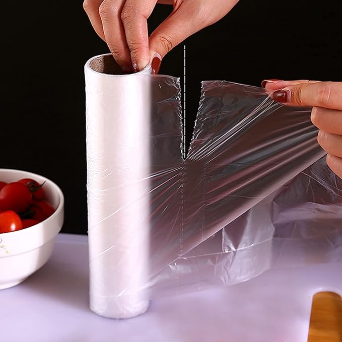 LabelMore Plastic Produce Bags on a Roll, Clear, Food Storage Bags for Bread, Vegetable, Fruits and Meat, 350 Bags/Roll (12''X16''/4 Rolls)