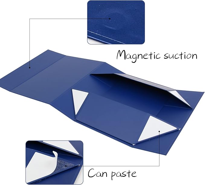 Rsgift Blue Gift Box,11x7.8x3.5 Inches Gift Box with Lid,Groomsmen Graduation Decorative Boxes Weeding Christmas