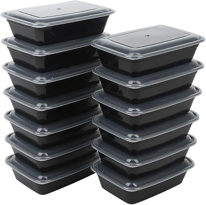 Ruthy's Outlet Meal Prep Containers W/Lids -Square Food Storage – BPA-Free| Stackable | Microwave | Freezer & Dishwasher Safe | Reusable Lunch Bento Box Portion Control & Planning (50 Pack, 12 oz)