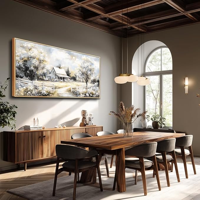 QIYILEXWART Canvas Wall Art For Living Room Large Wall Decor For Office Bedroom Decorations Forest Cabin Landscape Pictures Farmhouse Painting Artwork Room Wall Mural Aesthetic Home Decor 30x60 In