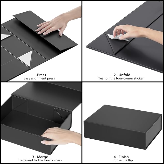 Black Gift Boxes 11.9" x 8.5" x 3.3" with Magnetic Closure Lid Gift Box for Presents,Bridesmaid Gifts Boxe,Cute Boxes,Birthday Gift Box,Luxury for Gift Packaging, Magnetic Gift Boxe for Wrapping Gifts