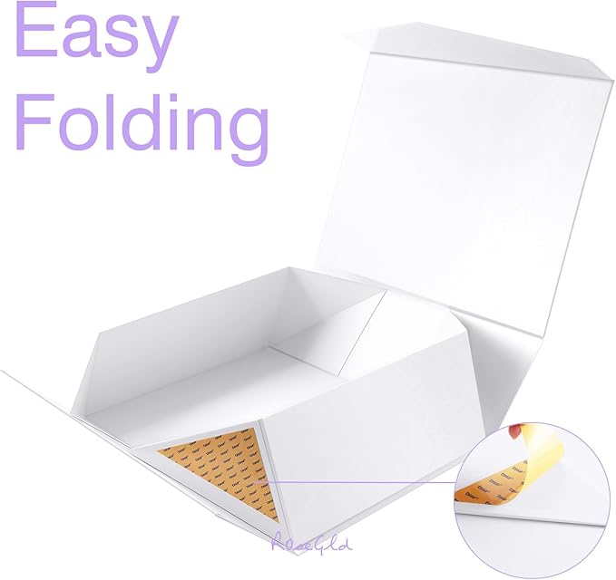 ROSEGLD Extra Large Gift Box 20x16x7.2 Inches, Giant White Magnetic Gift Box with lids for Presents, Bridesmaid Proposal Box (Glossy White)