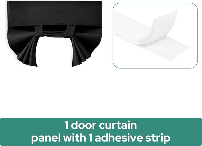 HOMEIDEAS 100% Linen Blackout French Door Curtains, Privacy Door Window Curtains, 26 X 40 Inch Room Darkening Blinds, Thermal Insulated Shades for Bedroom, 1 Panel, Black