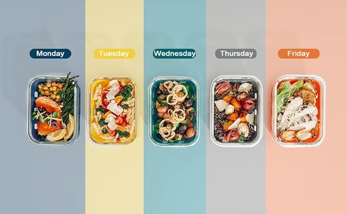 Glass Food Storage Containers With Glass Lids Bento Box Set Lunch Box Eco Friendly Meal Prep Containers Airtight – Plastic Free, Silicon Sleeve Bpa Free 4.4cup/ 5 * 1050ml