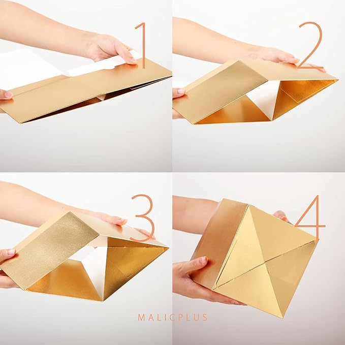 10 Gift Boxes 8x8x4 Inches Gift Boxes with Lids Boxes for Gifts Bridesmaid Proposal Boxes, Gold Gift Boxes Bulk for Light Weight Gifts, Crafting